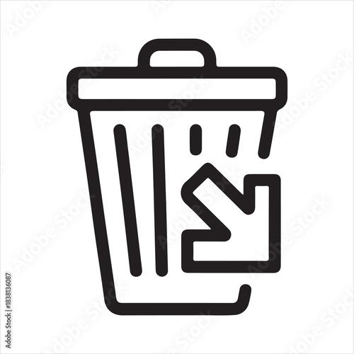 Move to Trash Outline Icon with Arrow Indicator