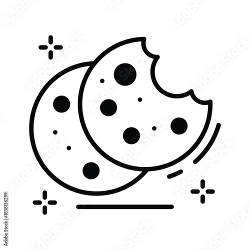 glyph icon of delicious Christmas cookies with choco chips for holiday treats.