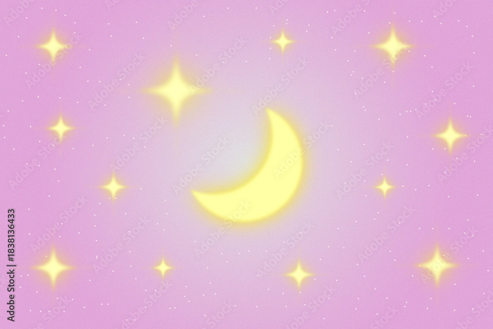 Fototapeta premium soft stars and moon kawaii background