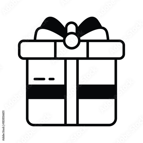 Wrapped gift box with a ribbon, glyph icon of gift box in modern style.