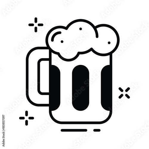 Well designed glyph icon of beer mug in trendy style
