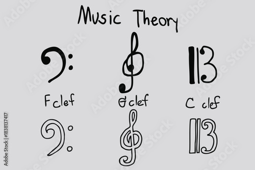 Hand draw music clef in noodle creative simple style.
