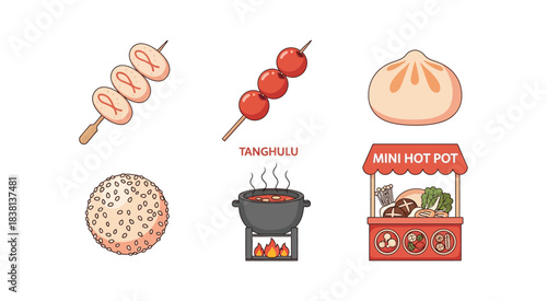 Collection of Asian Street Food Illustrations.