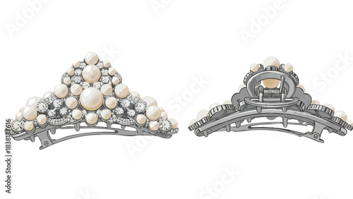 Elegant pearl adorned hair claw clip showcasing its intricate design and functional grip for secure hold capturing luxurious style and delicate