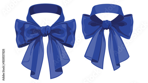 Elegant vector illustration showcasing two beautifully crafted blue bows with smooth lines and balanced shapes displayed on a bright white backdrop