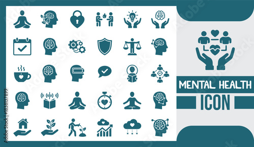  Mental Health Icon Set for Wellness and Emotional Support