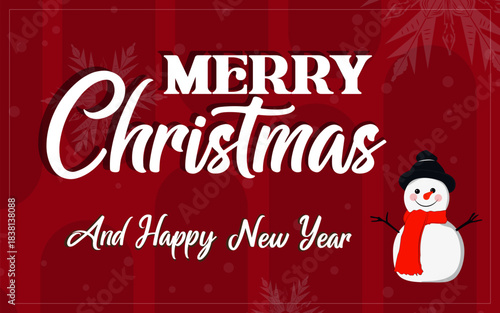 Merry Christmas and Happy New Year Greeting Template Isolated illustration