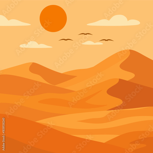 illustration of a desert landscape in the afternoon