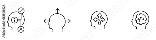 Strategic Thinking Mind Icon Showing Three Options