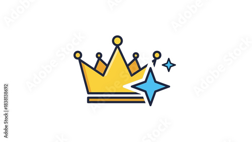 A sleek flat design icon combining a regal crown and the guiding star, symbolizing the Three Kings and the Epiphany. This clean vector illustration is ideal for modern religious or holiday communicati