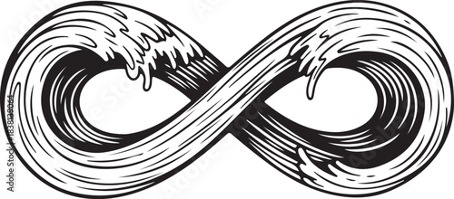 Infinity symbol formed by flowing water waves ocean