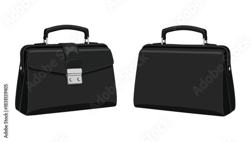 Elegant black leather briefcase showcase embodying professional style and sophistication for business accessories and formal attire with dual