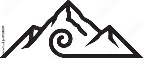 Stylized mountain range with swirl mountains peak