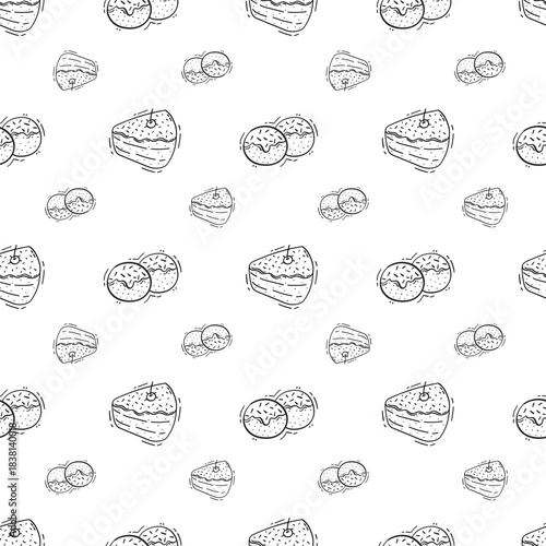 Hand Drawn Bread seamless pattern. Doodle Bakery pattern background