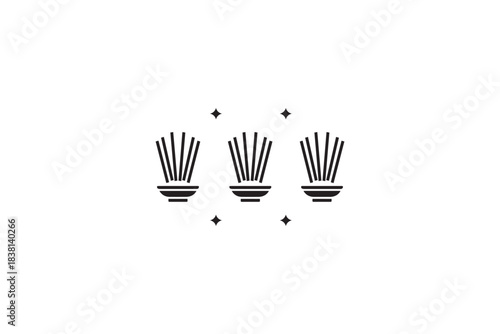 Three diffusers with aromatic sticks and stars black silhouette vector icon set