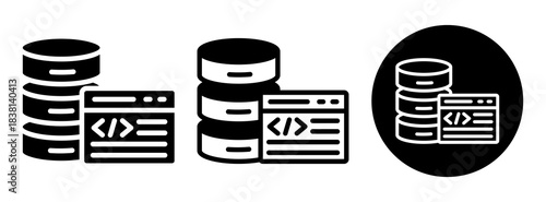 Database Coding Icon Collection Glyph & Mixed Style