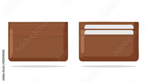 Elegant brown leather cardholder mockup showcasing sophisticated design and minimalist style with visible card slots featuring blank cards