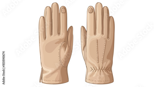Elegant beige gloves, a blend of classic style and artisanal craftsmanship against a stark white background