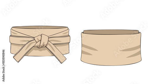 Depiction of a Traditional Japanese Obi Belt: Exploring Knot Variations and Textile Craftsmanship