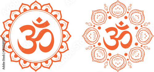 Sacred Om symbols adorned with intricate spiritual mandala designs for meditation