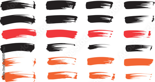 Collection of vibrant abstract grunge paint brush strokes for creative design projects