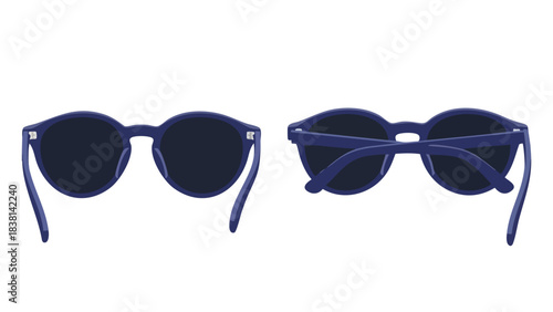 Elegant blue sunglasses vector illustration showcasing the front and back views demonstrating fashion and design principles for eyewear enthusiast