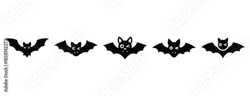 blinking bat silhouette icon set. Animals icons collection. Animal silhouette icons. Isolated on White background