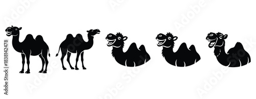 chuckling camel silhouette icon set. Animals icons collection. Animal silhouette icons. Isolated on White background