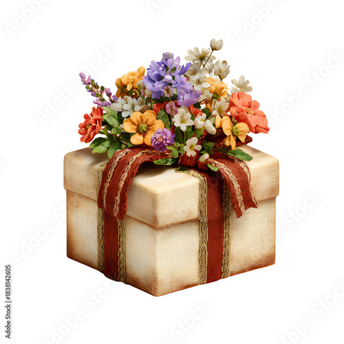 Gift box with floral arrangement