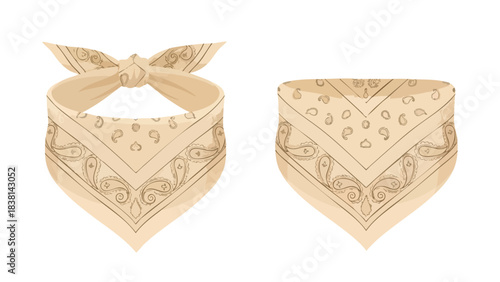 Vintage Paisley Bandana Illustration, a versatile accessory for style and practicality, country charm and southwestern inspiration