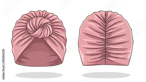 Elegant Rose Turban: A stylish headwear featuring a graceful knot design and refined pleating details showcased from different angles