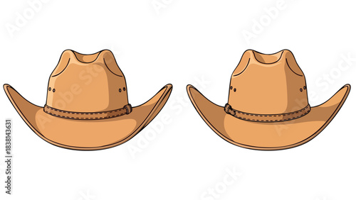 Two identically illustrated cowboy hats suggesting partnership, a country theme, or a visual comparison element