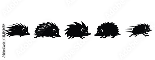 hyper hedgehog silhouette icon set. Animals icons collection. Animal silhouette icons. Isolated on White background