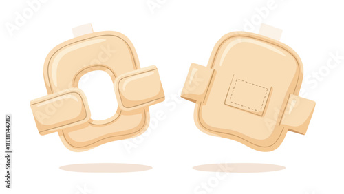 Cute cartoon illustration showcasing the design and features of beige infant diapers, perfect for baby care and hygiene related contents