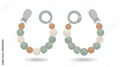 Pastel Beaded Pacifier Clips: Minimalist Baby Accessories with Neutral Tones and Secure Design for Modern Parenting Essential, Safe and Stylish