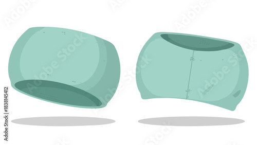 Aqua Colored Pillows Isolated on White Background, Cartoon Style Simple Design Sleep Accessories Decor Items for Home Comfort