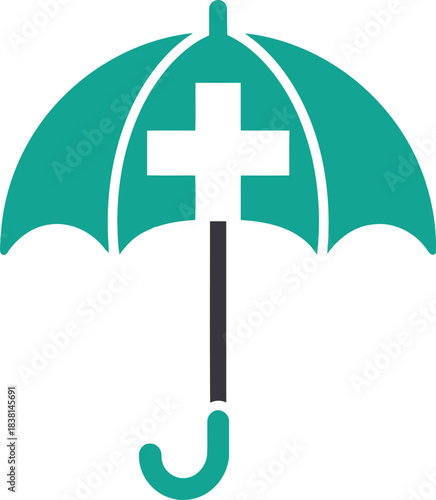 Vector icon of medical health insurance protection umbrella icon