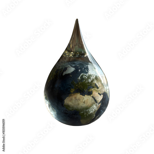 Earth within a water droplet