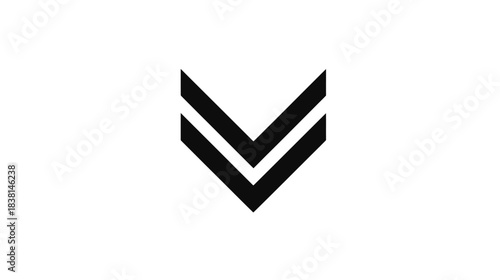 Double black chevron arrow pointing down. Scroll down icon for user interface, web design, and digital navigation.
