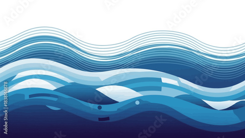 Serene oceanic waves with layered color gradient in a stylized fluid depiction