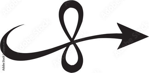 Ribbon Symbol Possibly Representing Awareness or Support. A black-and-white icon illustration.