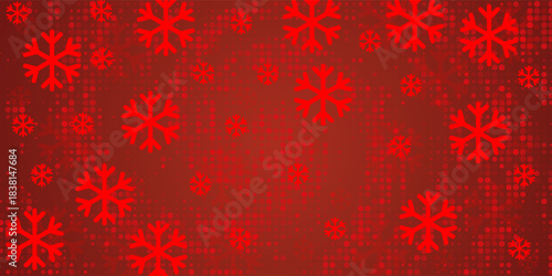Free vector red christmas background with snowflakes lights design