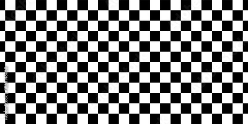 Black and white chess pattern. Checkerboard seamless vector illustration. Abstract checkered checkerboard for game. Grid geometric square shape. Race flag. Retro mosaic floor.