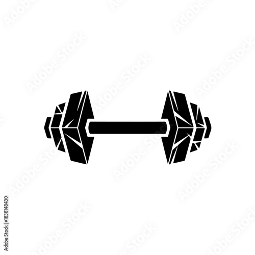 Geometric dumbbell icon for fitness and weightlifting