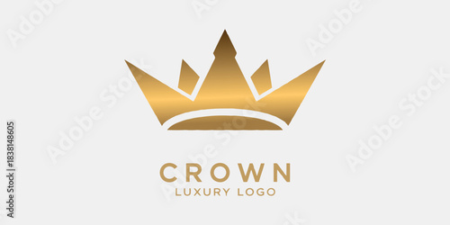 Golden Crown Luxury Logo Design - Regal Emblem for Premium Brands and Royal Symbolism