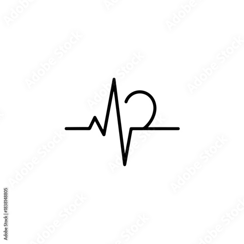Heartbeat line icon, ekg or ecg pulse line, medical symbol, white