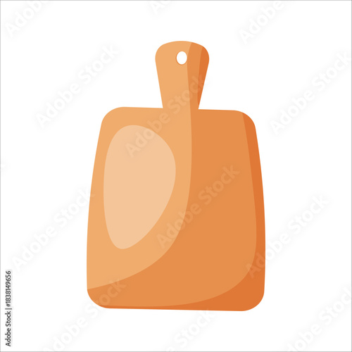 Wooden cutting board isolated on white. Essential kitchen equipment for food preparation and culinary design.