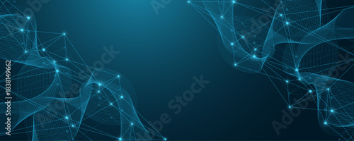 Global network connection concept. Big data visualization. Social network communication in the global computer networks. Internet technology. Business. Science. Vector illustration