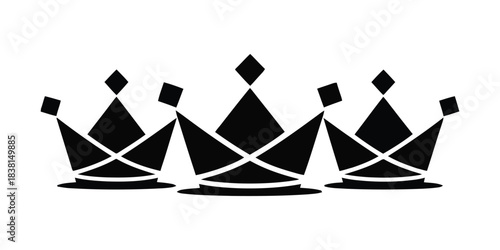 A royal symbol of three black crowns on a white background, representing power, authority, and leadership, perfect for regal themes and prestigious emblems