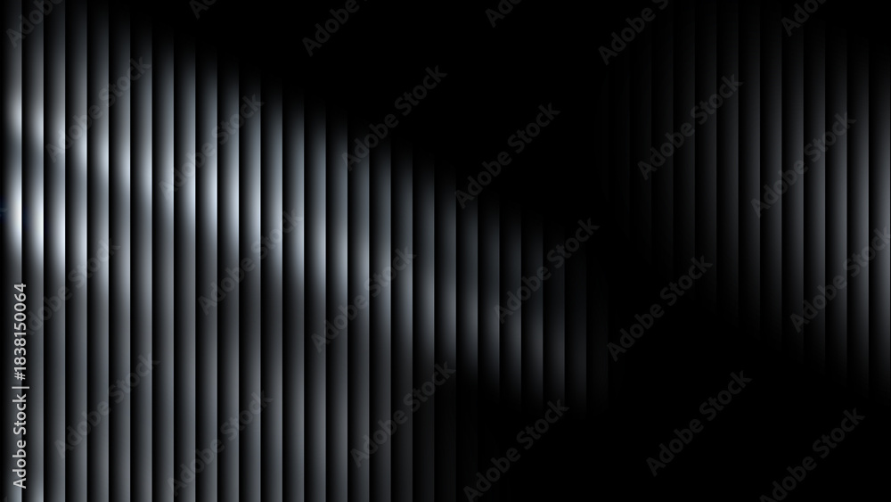 Fototapeta premium Vertical black-white stripes with diagonal lighting – Abstract, Texture, Depth, Optical, Background, Visual Element